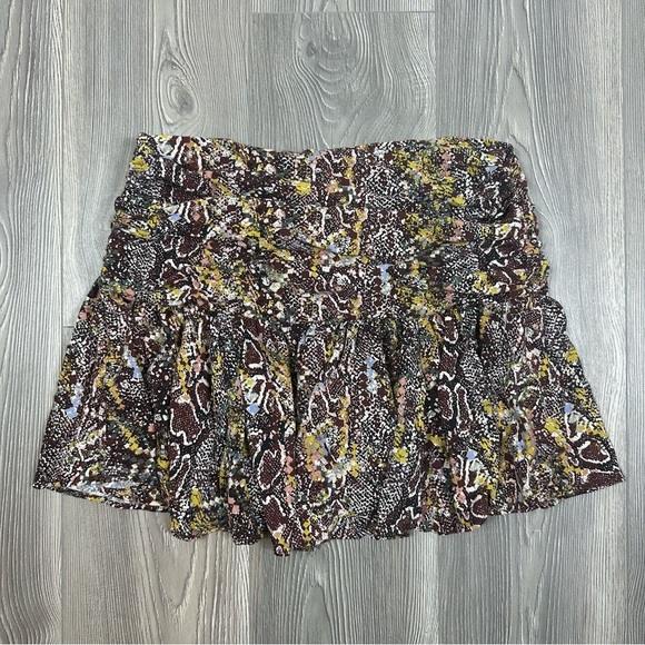 Free People Snake Print Mini Skirt Ruched Waist Size 8 - Picture 5 of 7